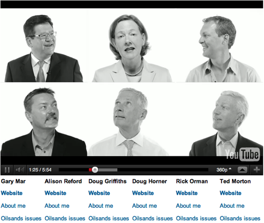 A screen shot of the Edmonton Journal's interactive candidate video player.