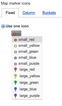 The 10 marker options in Fusion Tables