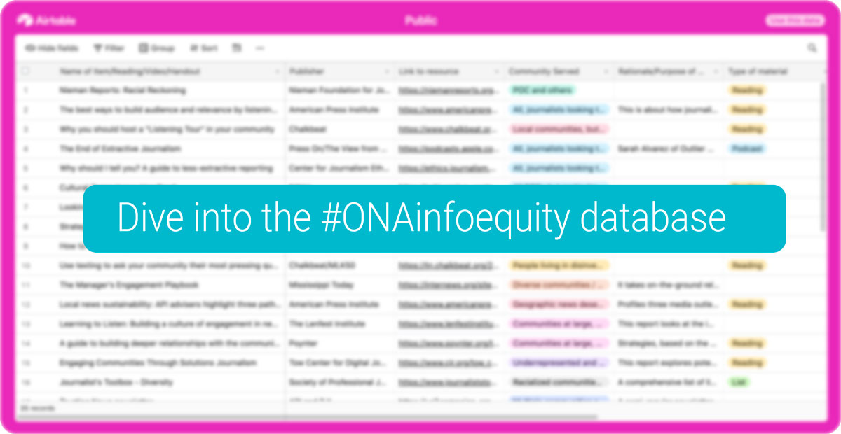 Dive into the #ONAinfoequity database