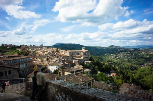 View of rooftops and landscape in Perugia