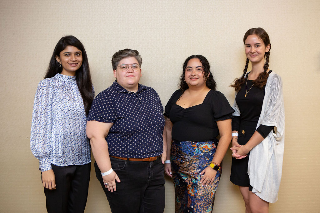 Four of the six 2022 MJ Bear Fellows: Tazeen Pathan, Caitlin Hernández, Myrka Moreno and Claire Thompson.