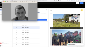 Screen capture with image of a man and a list of videos appearing to use a face recognition technology