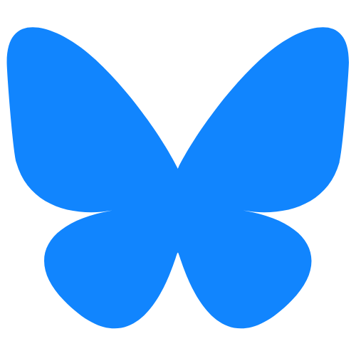 Bluesky's icon is a solid blue butterfly shape.